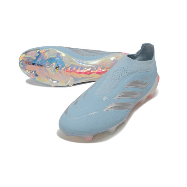 Adidas Predator 26 Elite Laceless Light Blue — Light Blue, Grey Stripes FG — Imagen 2