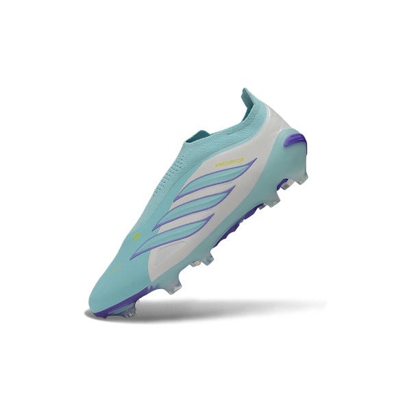Chuteira Adidas Predator 26 Elite Laceless Light Blue — Light Blue, Mint Stripes FG — Imagem 4