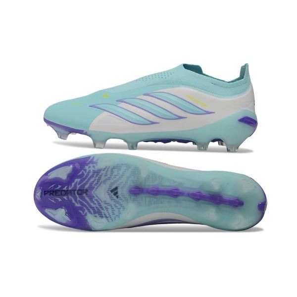 Chuteira Adidas Predator 26 Elite Laceless Light Blue — Light Blue, Mint Stripes FG — Imagem 6