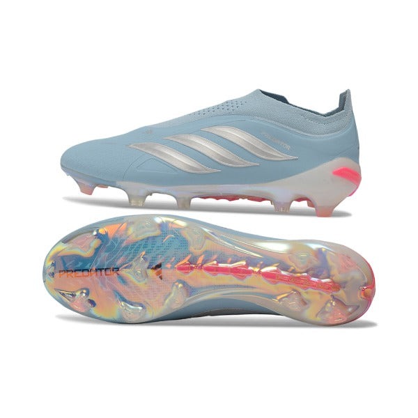 Adidas Predator 26 Elite Laceless Light Blue — Light Blue, Grey Stripes FG — Imagen 6