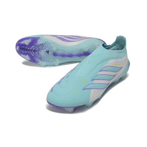 Chuteira Adidas Predator 26 Elite Laceless Light Blue — Light Blue, Mint Stripes FG — Imagem 2
