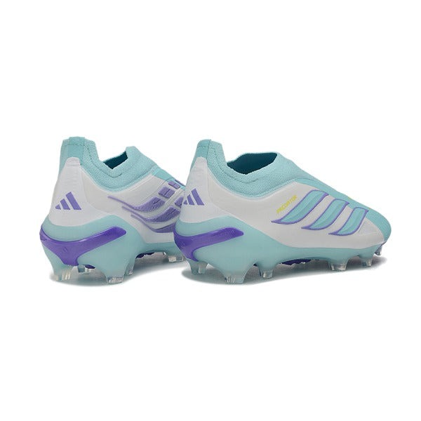 Chuteira Adidas Predator 26 Elite Laceless Light Blue — Light Blue, Mint Stripes FG — Imagem 3
